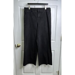 Charter Club Wide Leg Faded Black Denim Jeans Womens 14 Stretch Elastic Waist